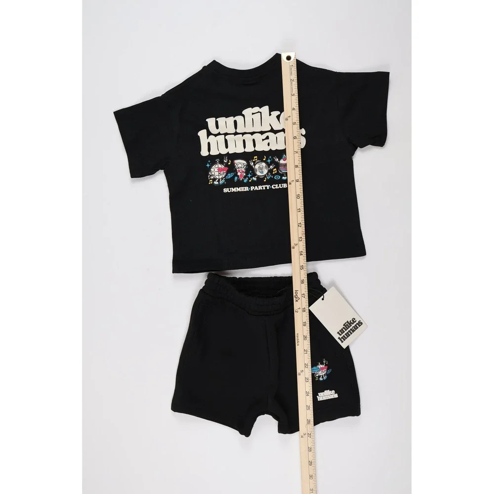 Unlike Humans 2-Piece Set Summer Party Club Black Graphic 3T NWT